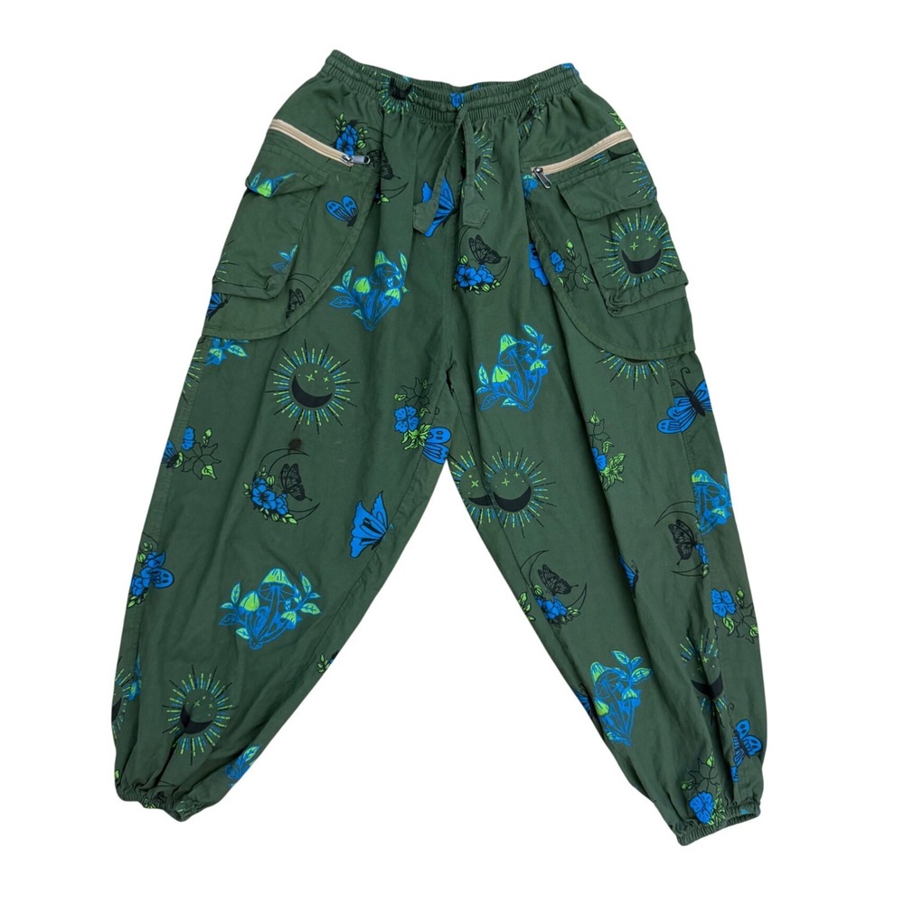 Karma Nepal Craft Mushroom Celestial Harem Cargo Pants L/XL wide leg